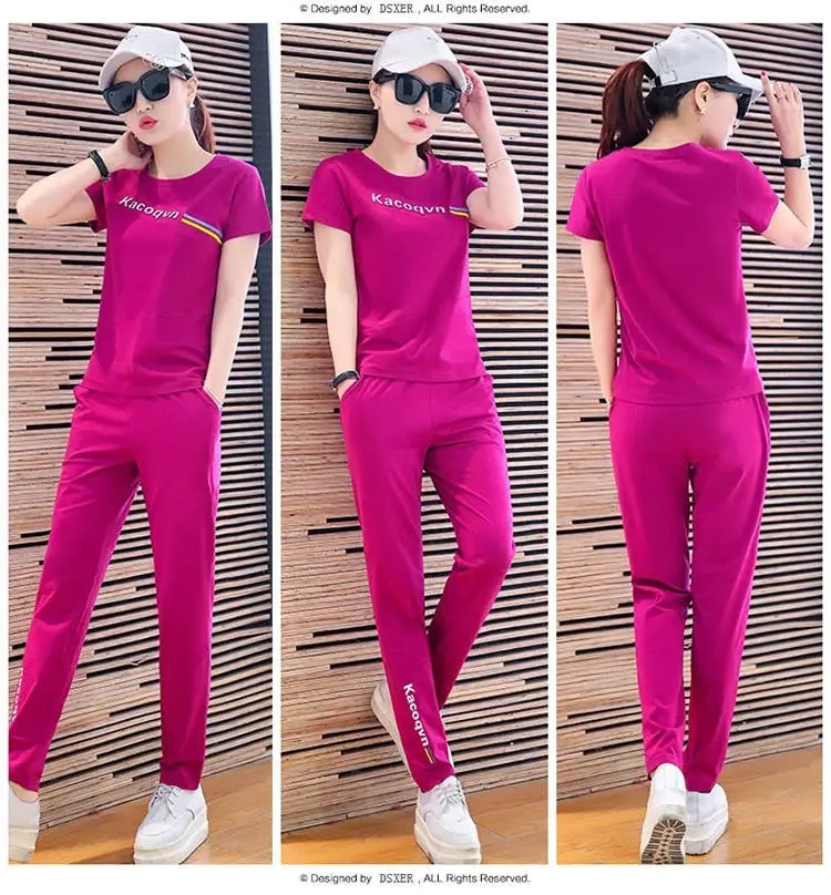 Women Summer Sports Suit Yellow Slimming Trousers Large — feature 6