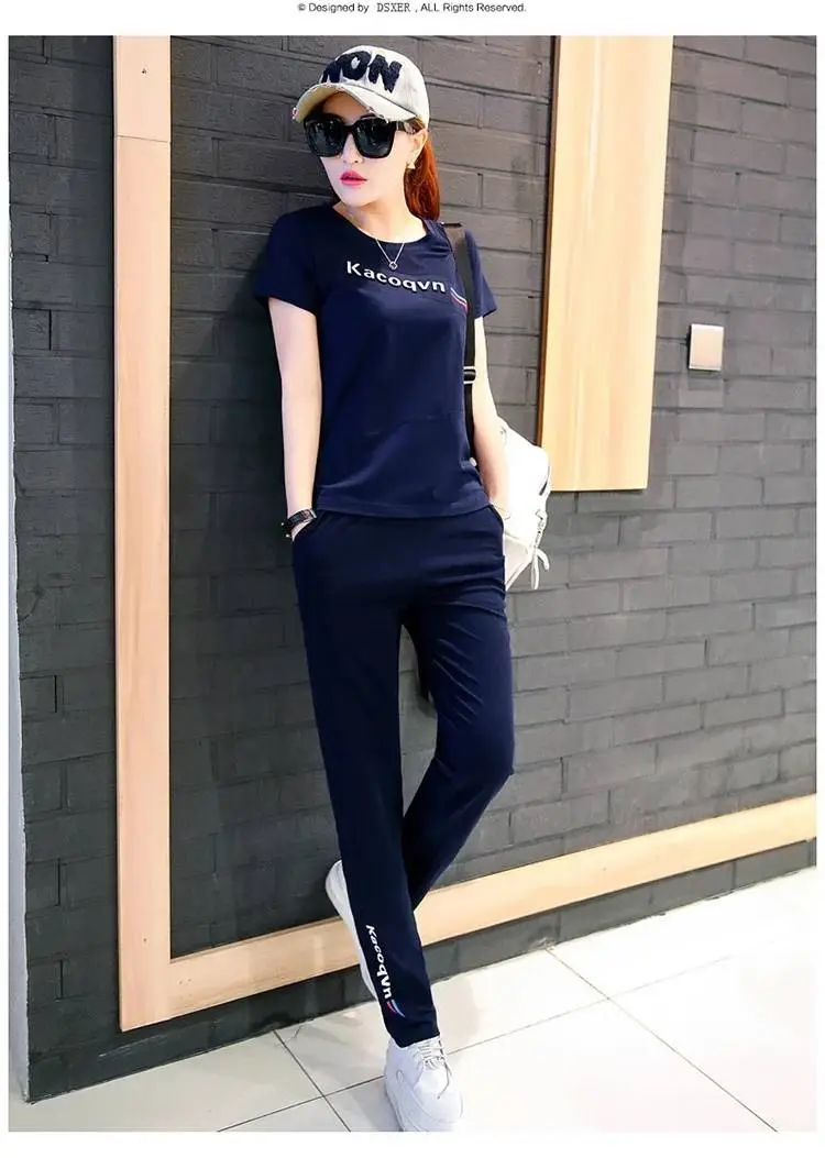 Women Summer Sports Suit Yellow Slimming Trousers Large — feature 8