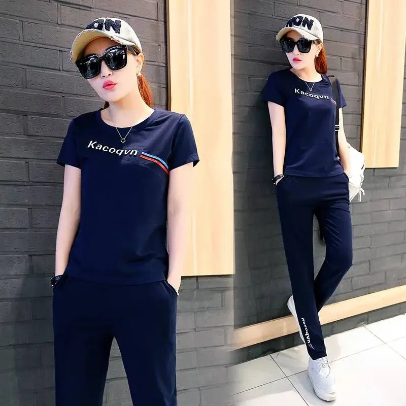 Women Summer Sports Suit Yellow Slimming Trousers Large — feature 9