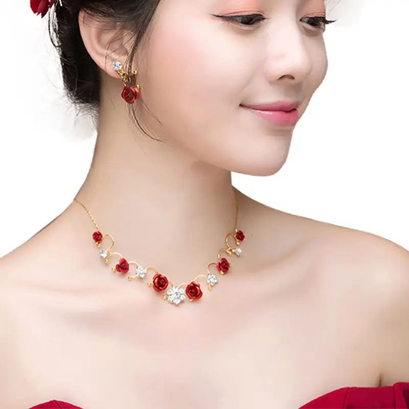 Red Rose Crown Bridal Hair Accessory for Women - Image 9