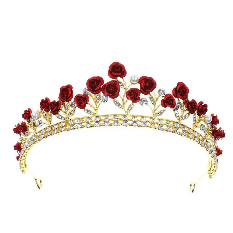 Red Rose Crown Bridal Hair Accessory for Women - Image 10