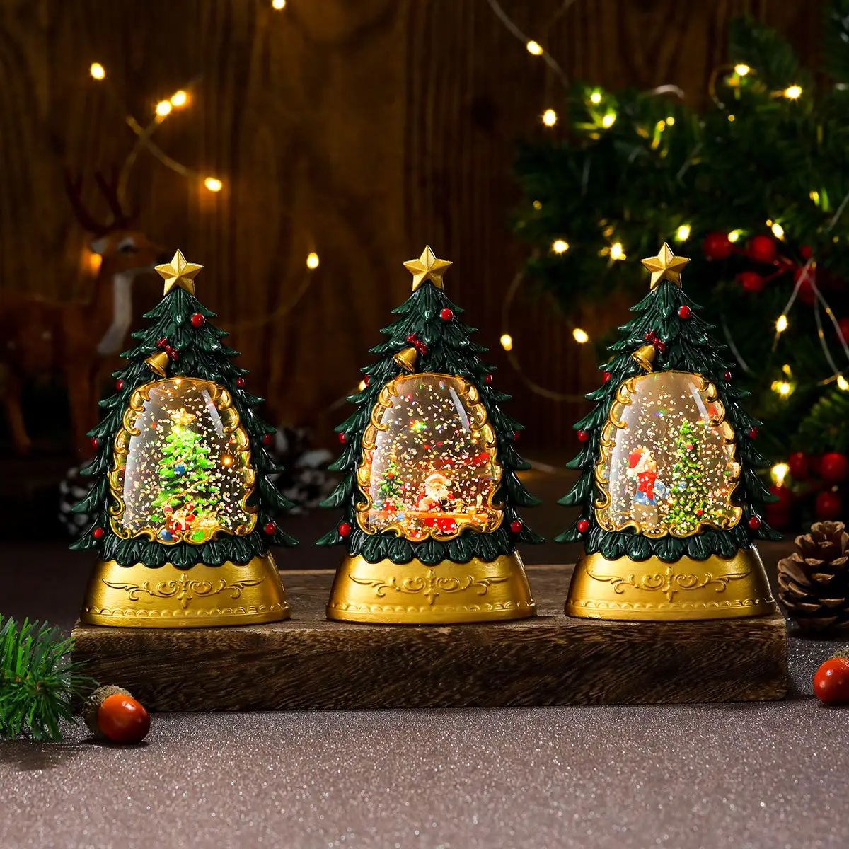 Christmas Telephone Booth Lamp with Red Tree Design — feature 6