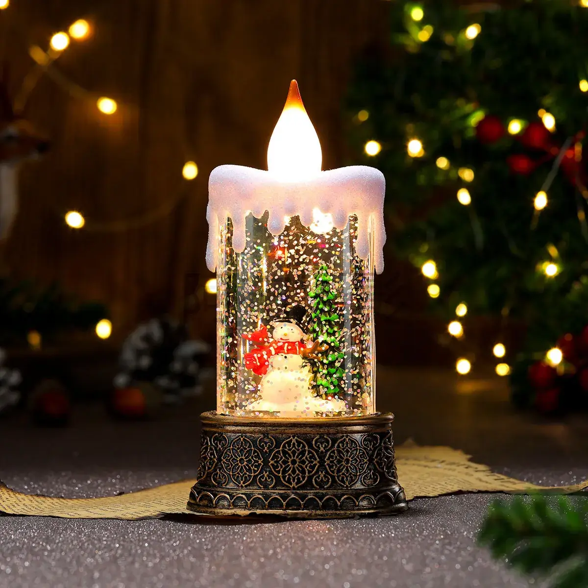 Christmas Telephone Booth Lamp with Red Tree Design - Image 15