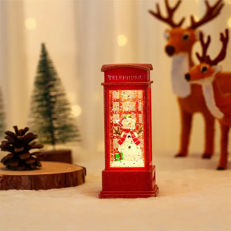 Christmas Telephone Booth Lamp with Red Tree Design - Image 2