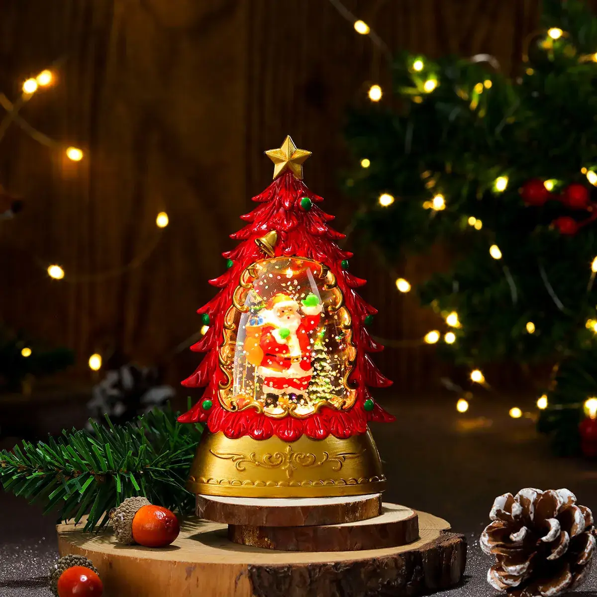 Christmas Telephone Booth Lamp with Red Tree Design - Image 8
