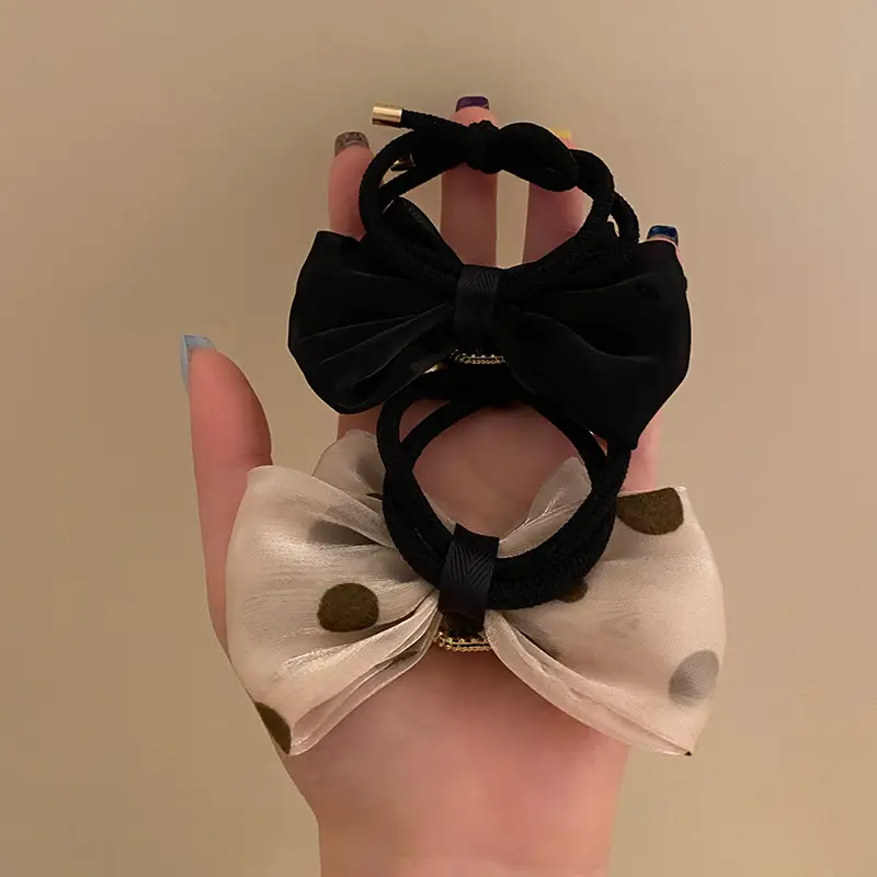 Black Velvet Bow Headwear with Pearl Centerpiece - Image 4