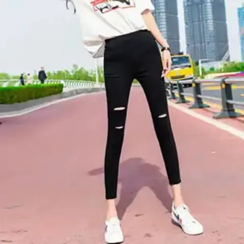 2023 Slim Fit Black Leg Pants for Women Spring Autumn - Image 2