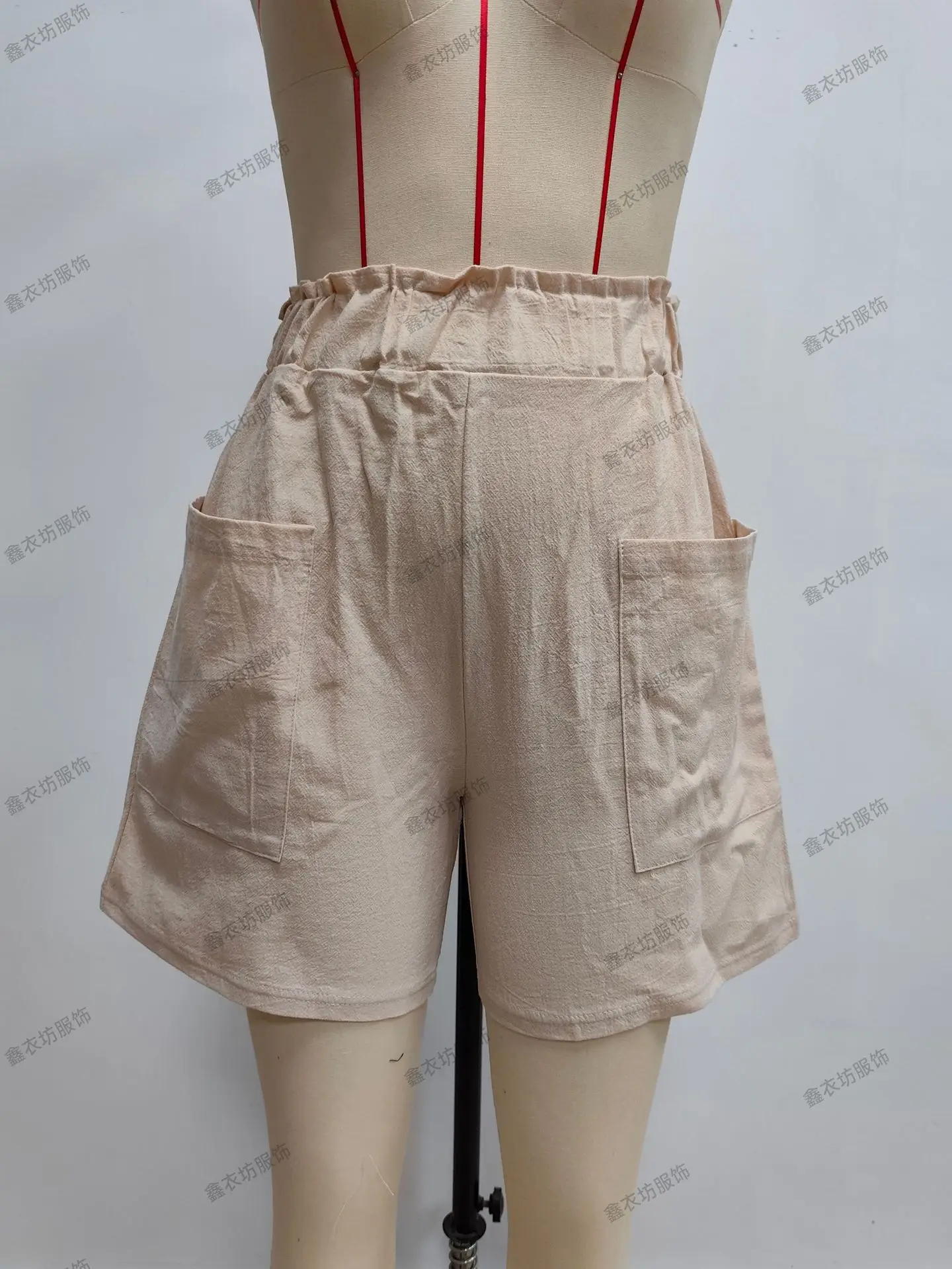 Women Cotton-Linen High-Waist Shorts Black — feature 10
