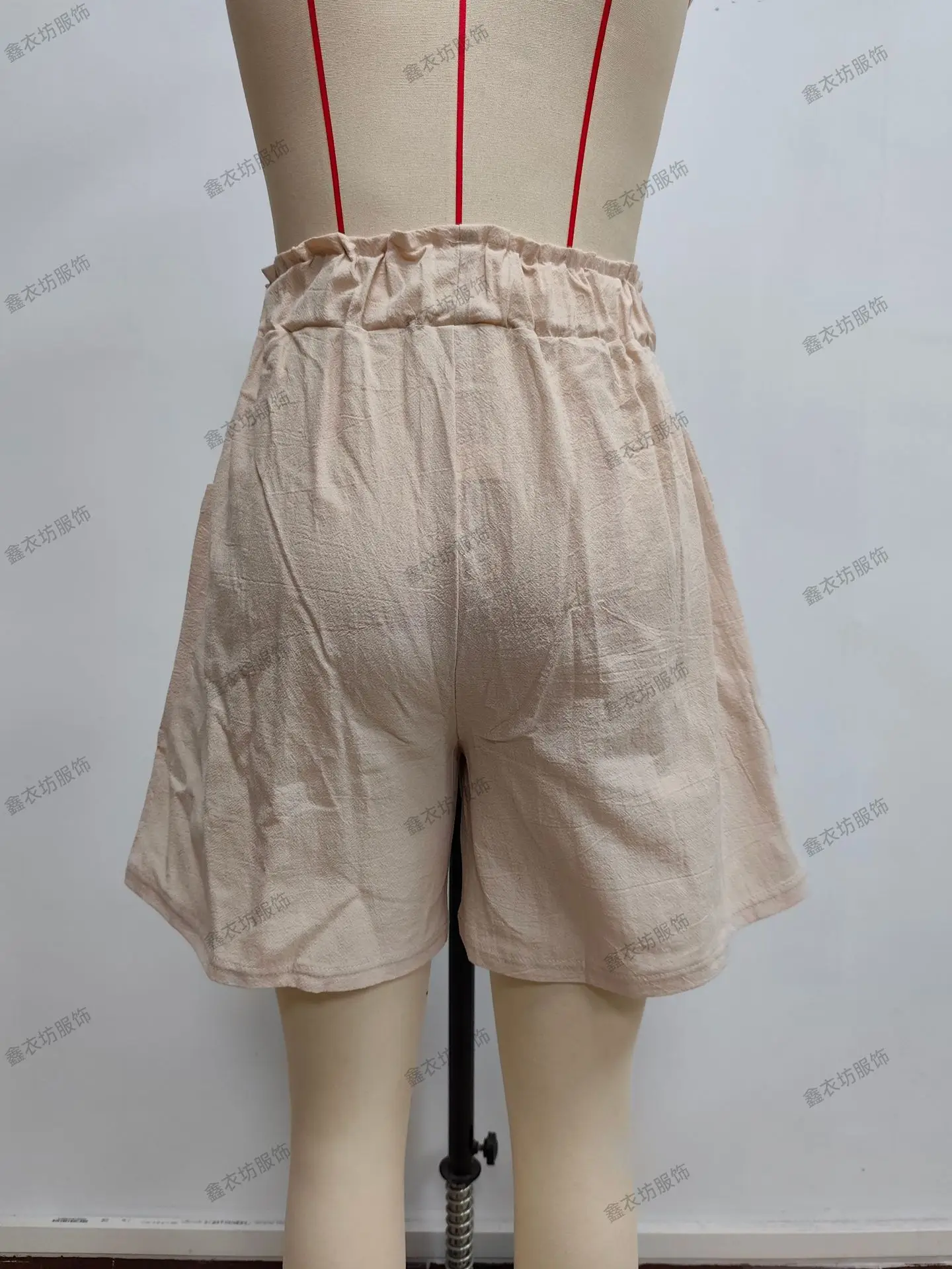Women Cotton-Linen High-Waist Shorts Black — feature 12