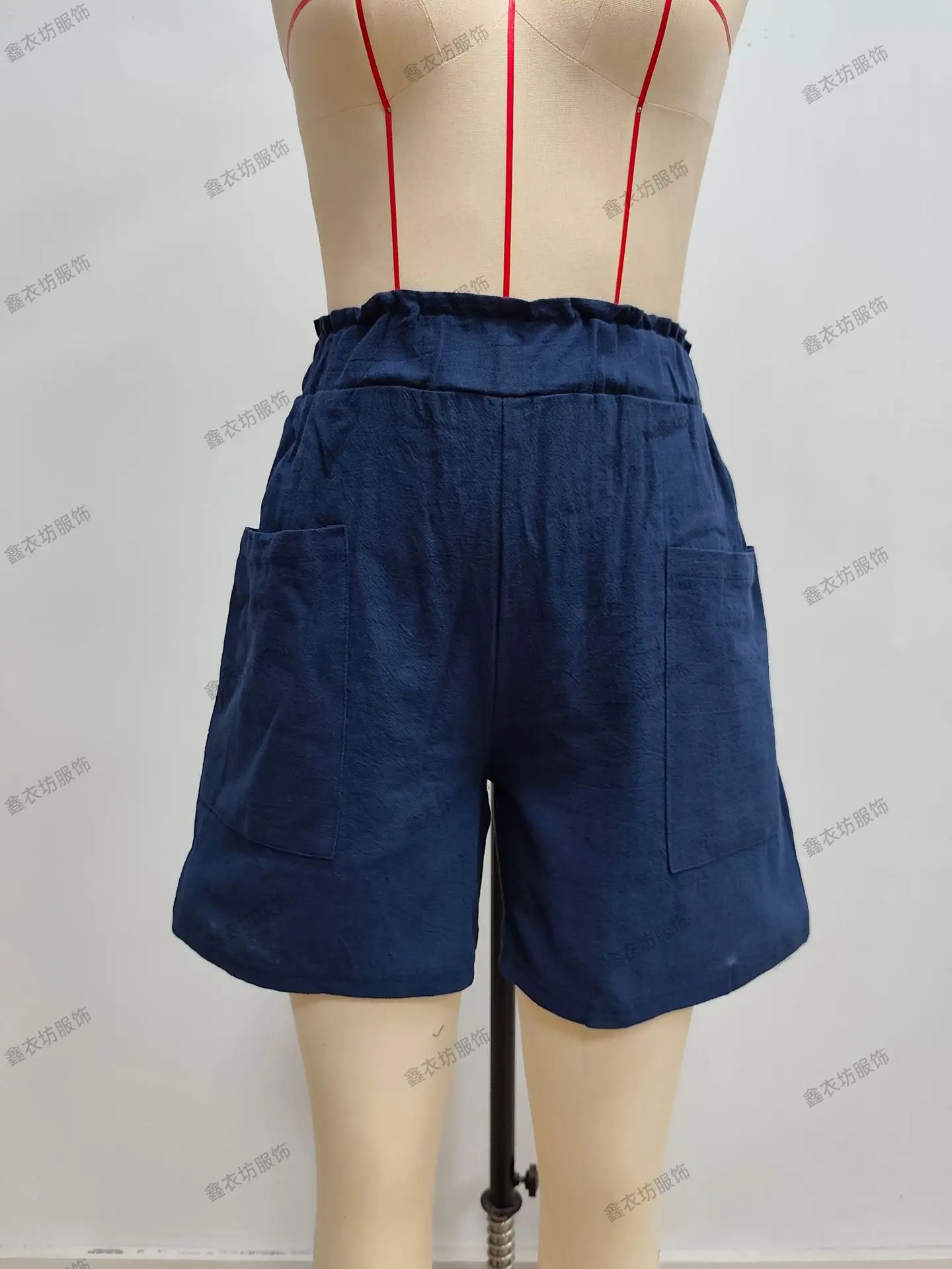 Women Cotton-Linen High-Waist Shorts Black — feature 13