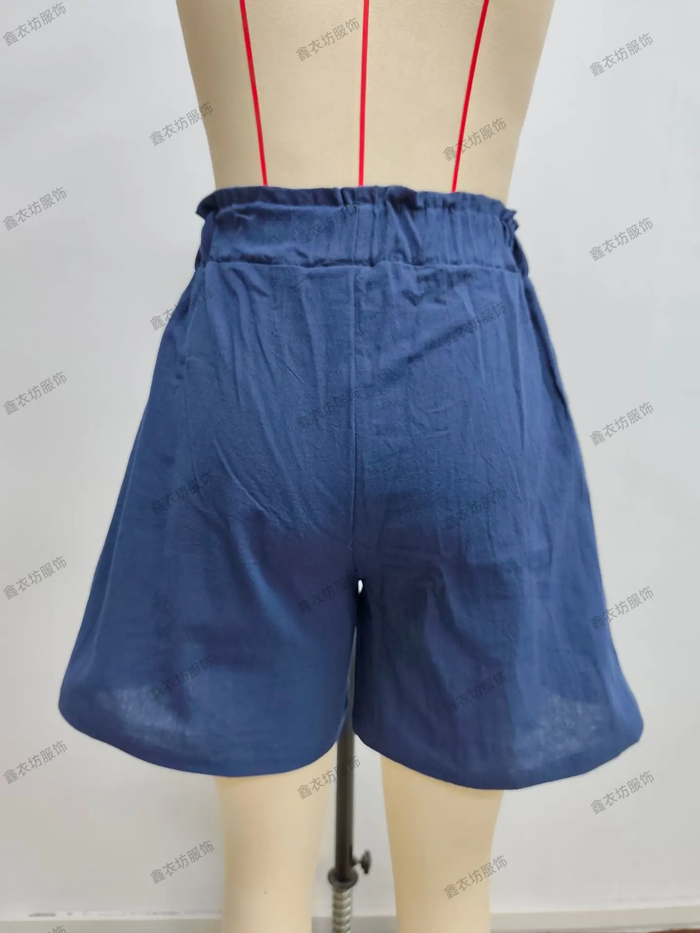 Women Cotton-Linen High-Waist Shorts Black — feature 15