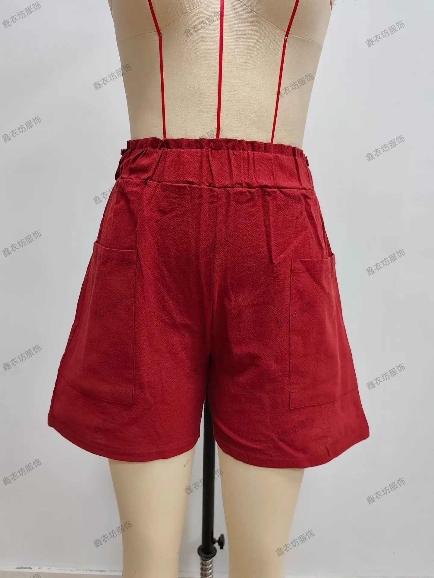 Women Cotton-Linen High-Waist Shorts Black — feature 19