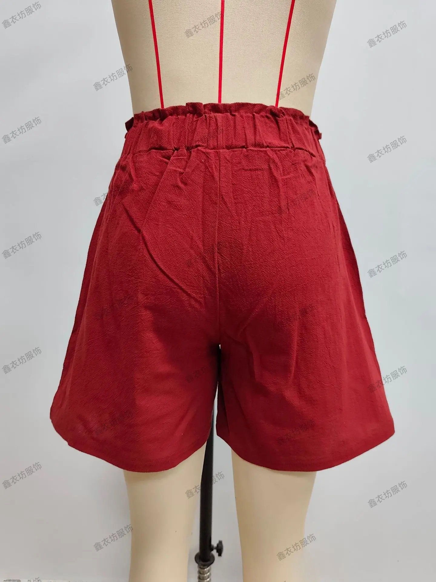 Women Cotton-Linen High-Waist Shorts Black — feature 21