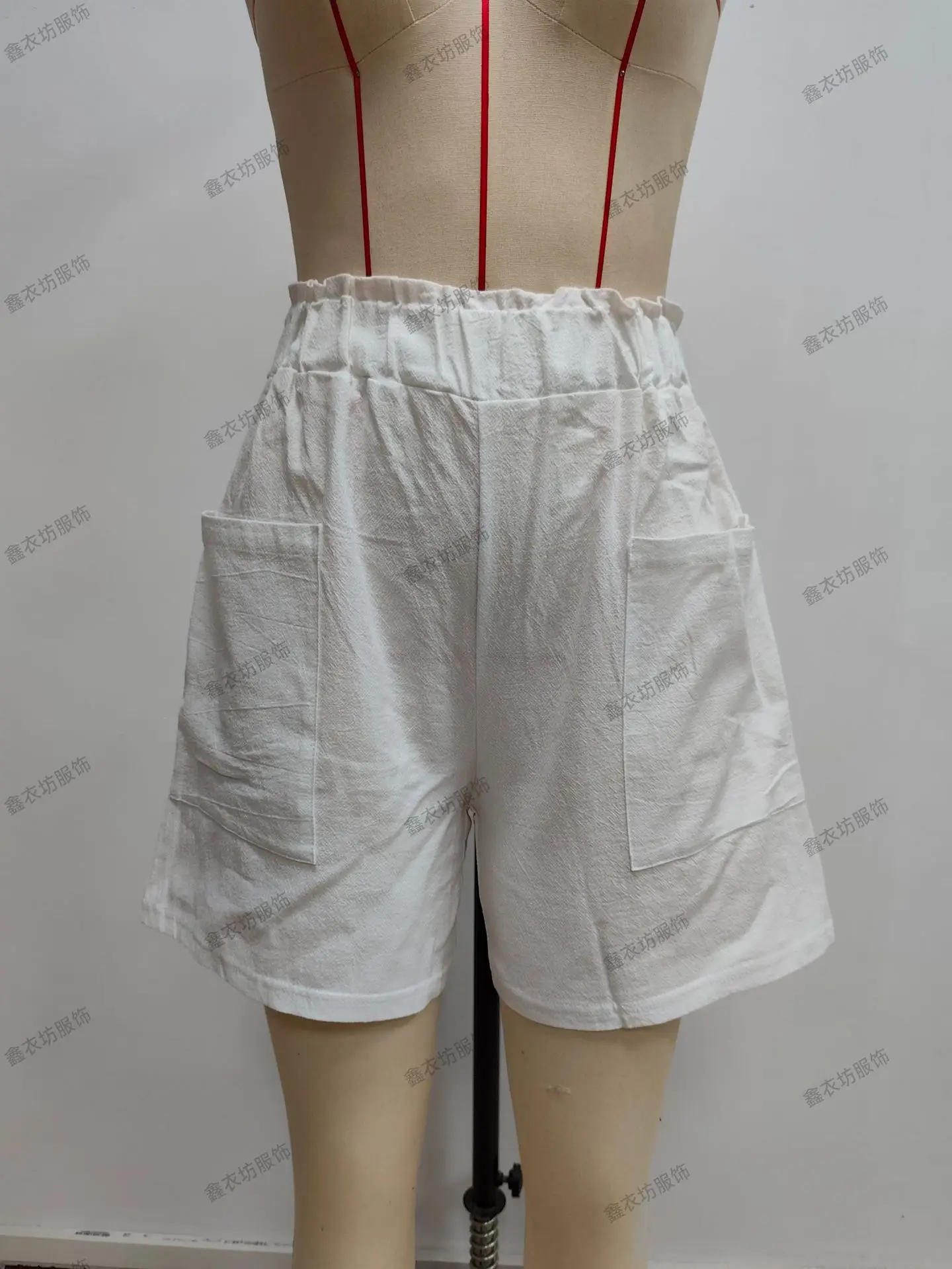 Women Cotton-Linen High-Waist Shorts Black — feature 22