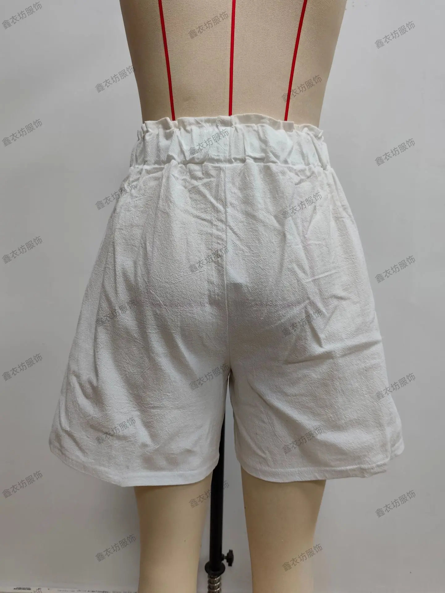 Women Cotton-Linen High-Waist Shorts Black — feature 24