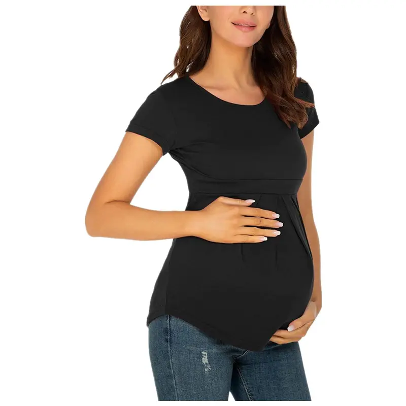 Black Ruffled Maternity Top Short Sleeve 1565 — feature 17