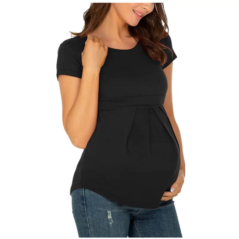 Black Ruffled Maternity Top Short Sleeve 1565 — feature 19