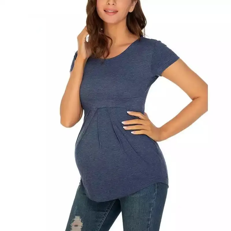 Black Ruffled Maternity Top Short Sleeve 1565 — feature 20