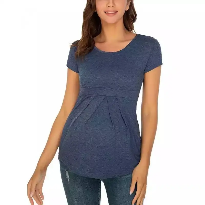 Black Ruffled Maternity Top Short Sleeve 1565 — feature 21