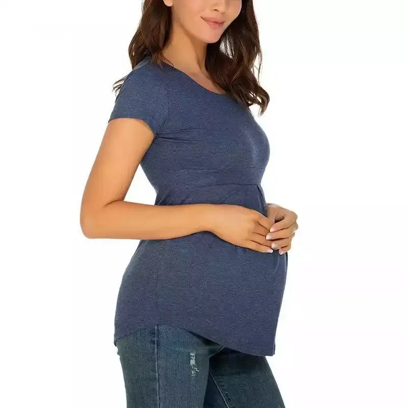 Black Ruffled Maternity Top Short Sleeve 1565 — feature 22
