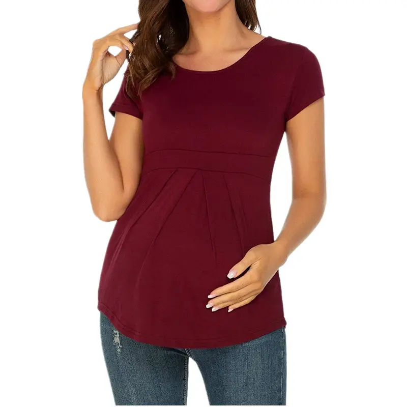 Black Ruffled Maternity Top Short Sleeve 1565 - Image 2
