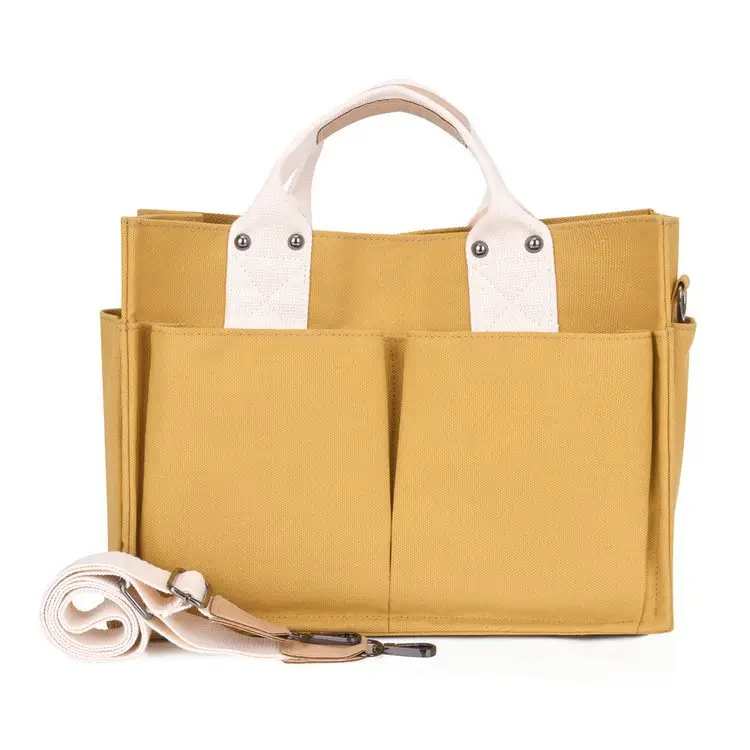 Korean Style Canvas Shoulder Bag Large Multi Pocket - Image 2