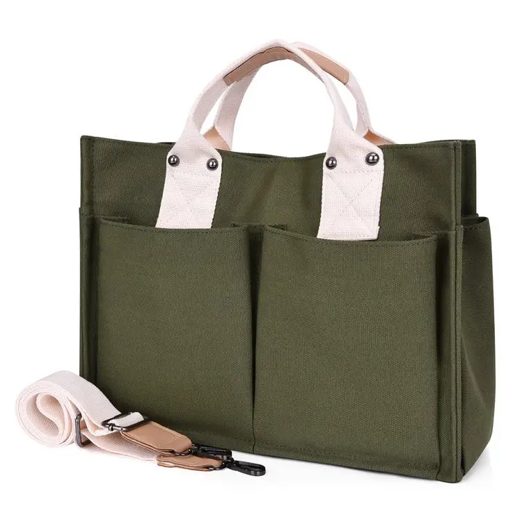 Korean Style Canvas Shoulder Bag Large Multi Pocket — feature 16