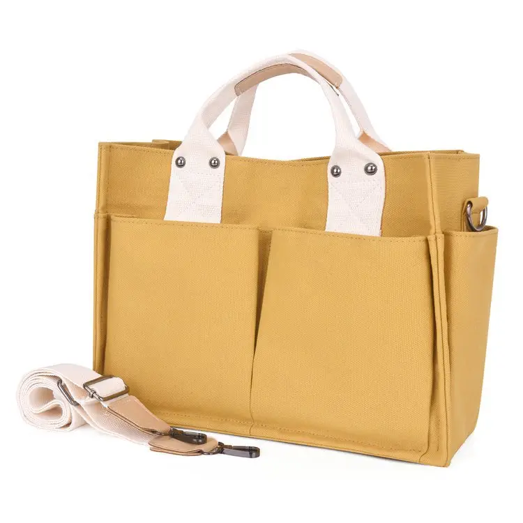 Korean Style Canvas Shoulder Bag Large Multi Pocket — feature 18