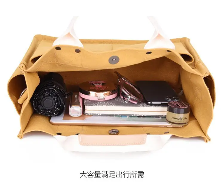 Korean Style Canvas Shoulder Bag Large Multi Pocket — feature 35