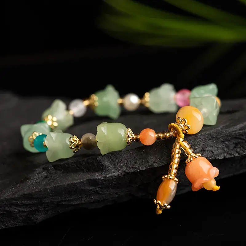 Natural Xinjiang Golden Silk Jade Bracelet Dongling Jade Topaz Original - Image 2