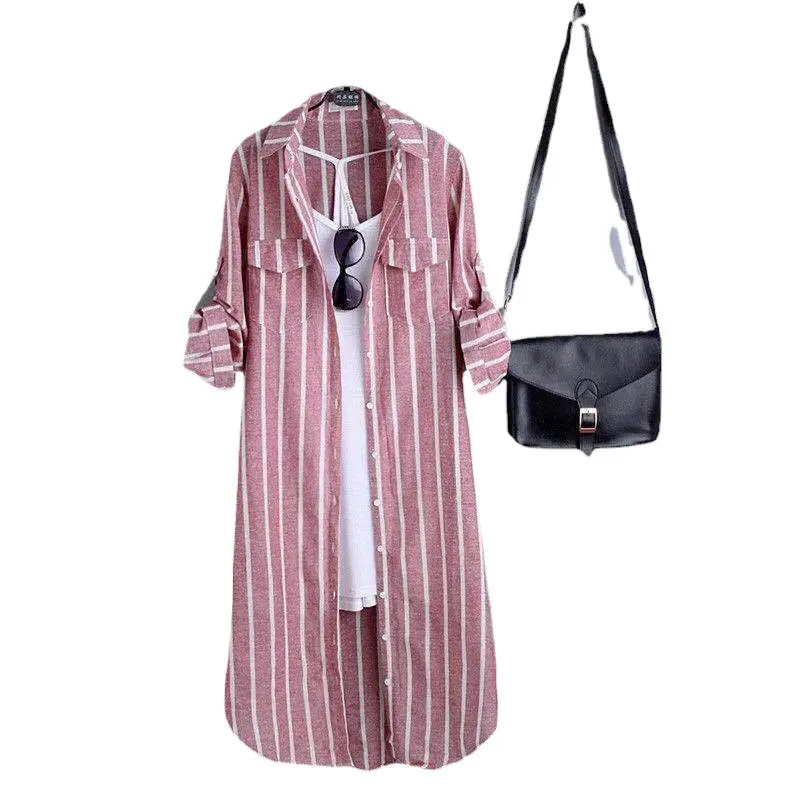 Women Plaid Long Coat Large Loose Casual Jacket - Image 55