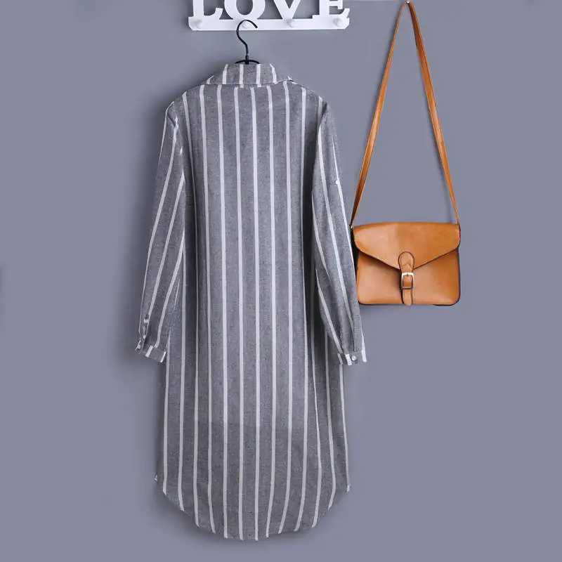 Women Plaid Long Coat Large Loose Casual Jacket — feature 7