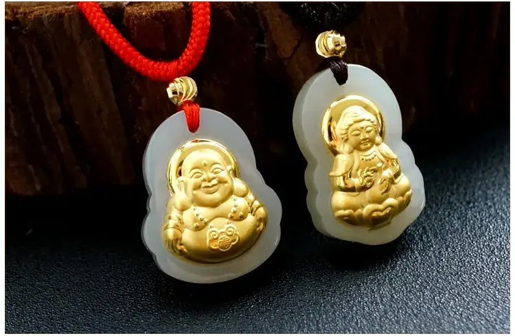 Jadeite Guanyin Buddha Pendant Gold White Live Streaming Dropshipping — feature 10