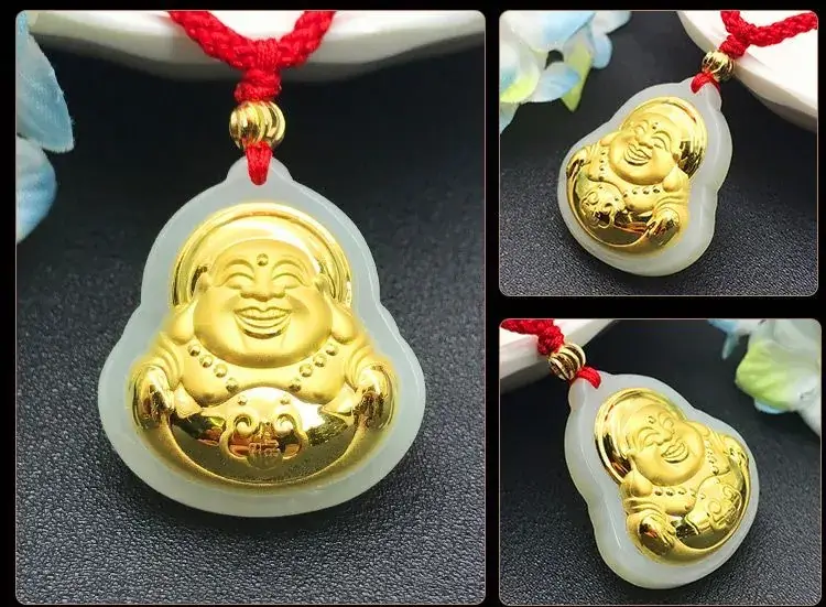 Jadeite Guanyin Buddha Pendant Gold White Live Streaming Dropshipping — feature 13