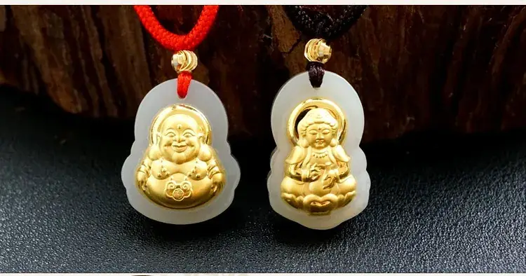 Jadeite Guanyin Buddha Pendant Gold White Live Streaming Dropshipping — feature 6