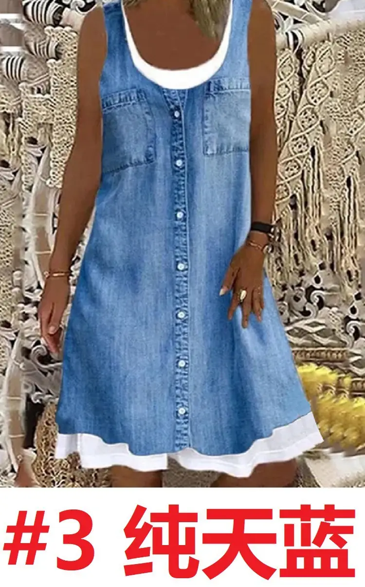 Women's Denim Embroidered Top with Buttons - Image 3