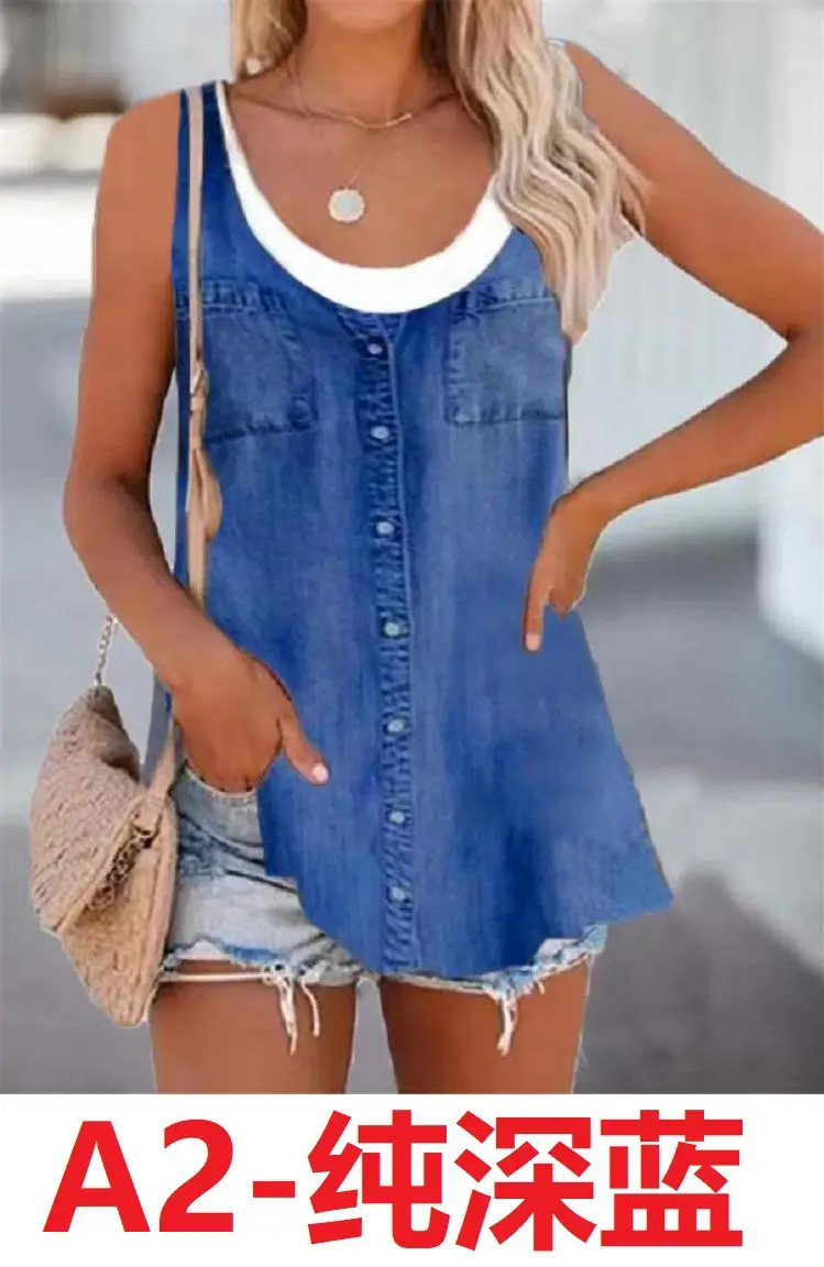 Women's Denim Embroidered Top with Buttons - Image 25