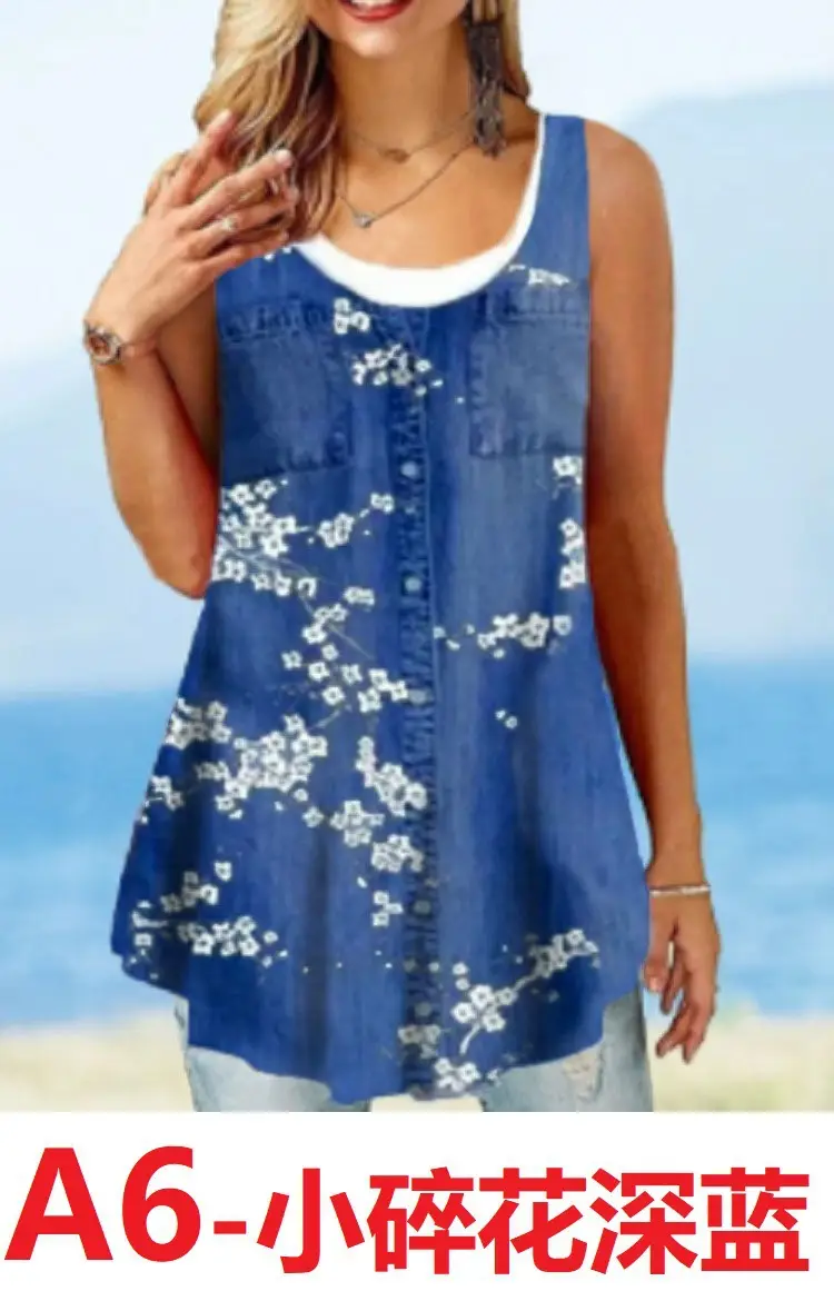 Women's Denim Embroidered Top with Buttons - Image 28
