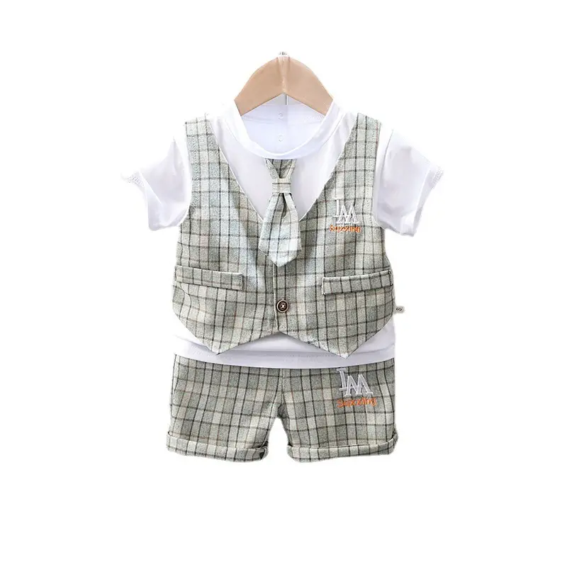 2021 Boys British Style Plaid Shorts Suit Small