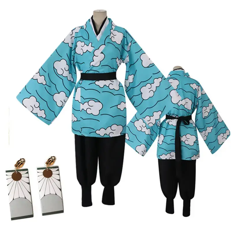Children Tanjiro Cosplay Costume Cloud Print Full Set - Image 3