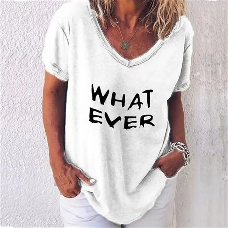 2024 Summer Women's Letter Printed Crewneck T-Shirt