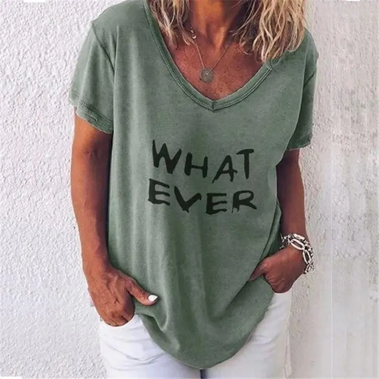 2024 Summer Women's Letter Printed Crewneck T-Shirt