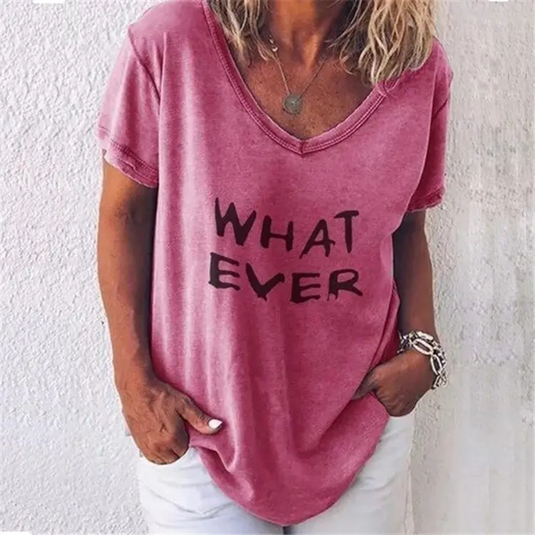 2024 Summer Women's Letter Printed Crewneck T-Shirt