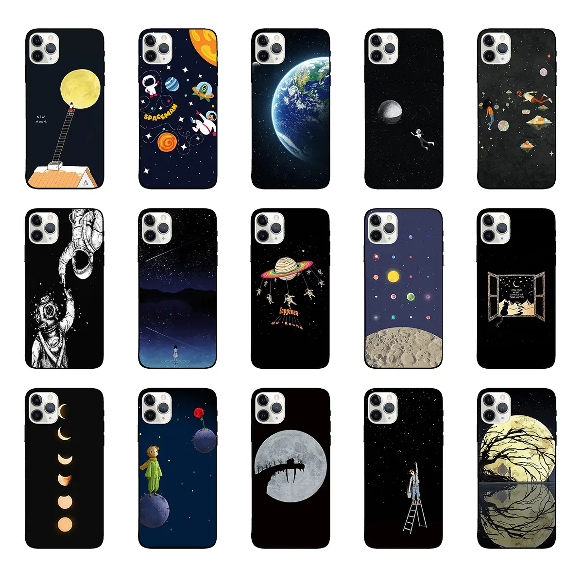 Starry Sky Mobile Case for Apple 14 Promax Black Moon Theme - Image 16
