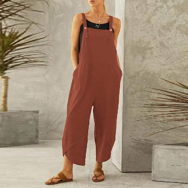 Women's Navy Blue Casual Cropped Overalls Set - Image 13