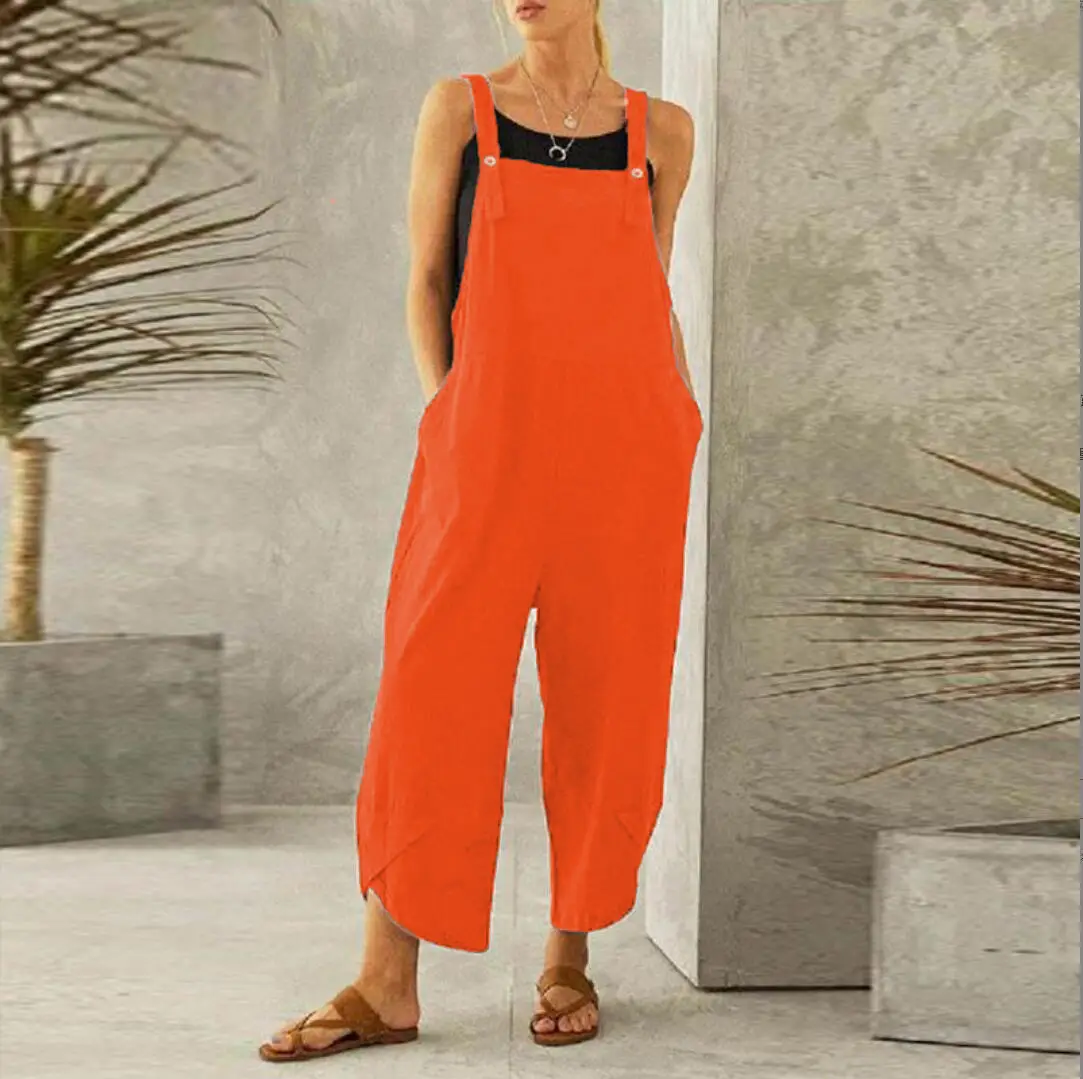 Women's Navy Blue Casual Cropped Overalls Set - Image 6