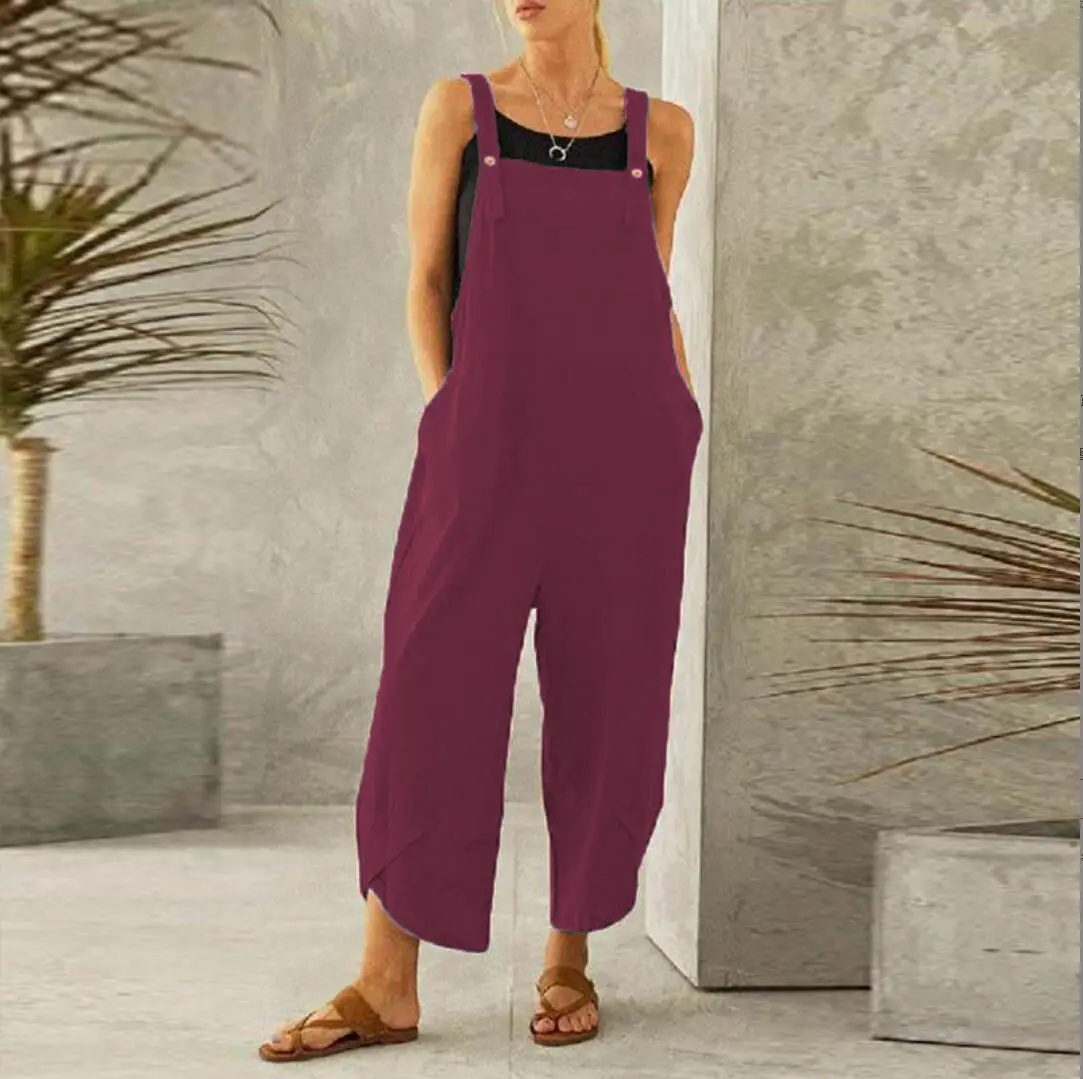 Women's Navy Blue Casual Cropped Overalls Set - Image 8