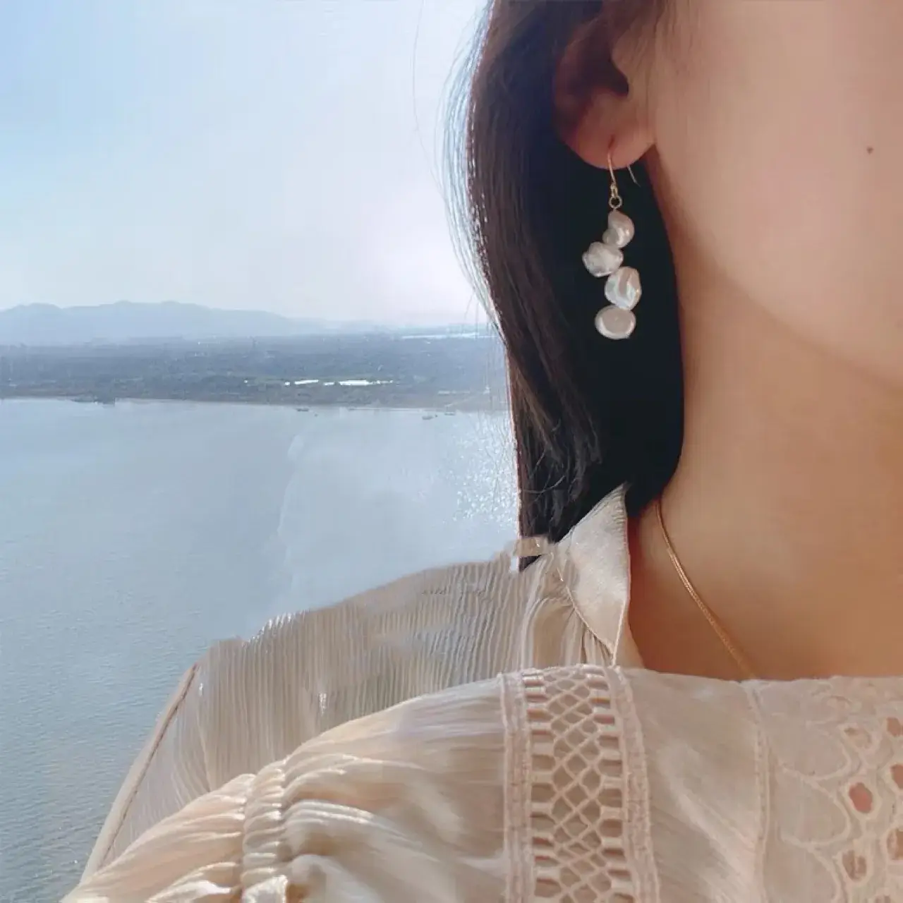 Small Pearl Earrings Baroque Style S925 Silver