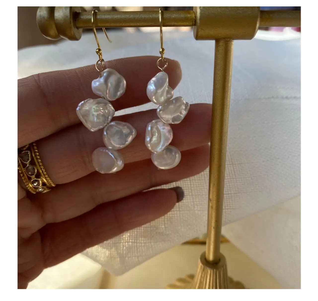 Small Pearl Earrings Baroque Style S925 Silver — feature 9
