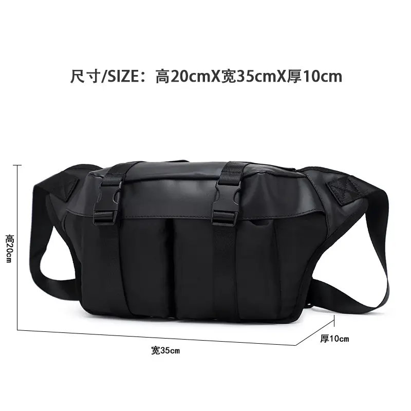 Men's Black Japanese Style Crossbody Bag Large Capacity - Image 5